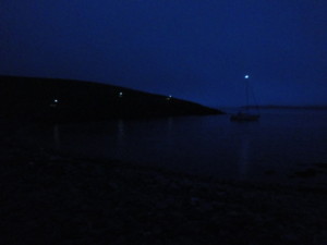 Finding our boat in the dark.
