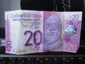 In love with Scotland, even their money makes me smile... a sentiment the model on this bill doesn't seem to share.